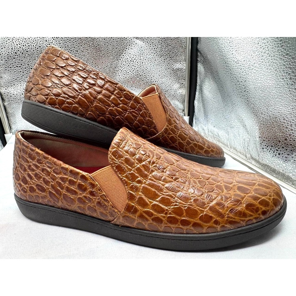 Trotters Americana Shoes Womens Size 11N Brown Croc Embossed Slip-On Comfort‎